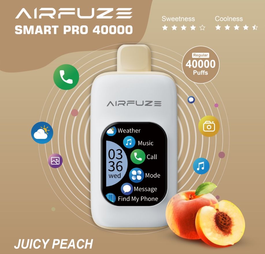 AirFuze Smart Pro 40000 Puffs Vape - Mahlane virsik: Suvevärskus ja tipptehnoloogia ühes seadmes